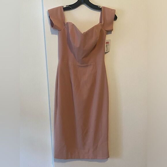 Dress The Population Pink Nude Midi Dress, Small, New with Tags - Picture 1 of 3